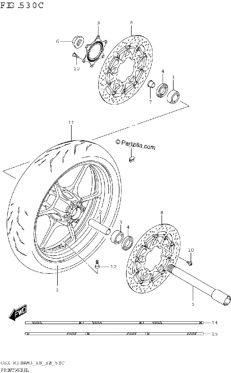 Diagrama de FRONT WHEEL GSX R1000RZA