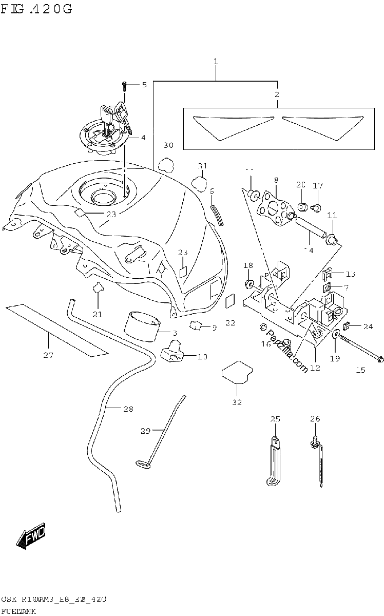 Diagrama de FUEL TANK GSX R1000RZA E33