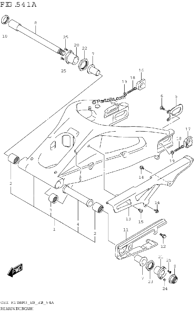 Diagrama de REAR SWINGINGARM GSX R1000RA GSX R1000RZA