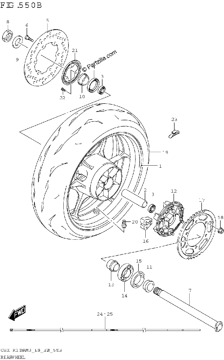 Diagrama de REAR WHEEL GSX R1000RZA
