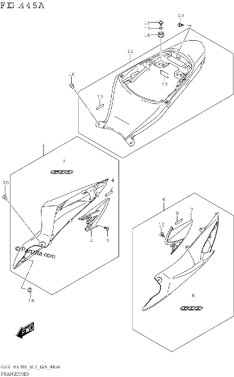 Diagrama de FRAME COVER GSX R600
