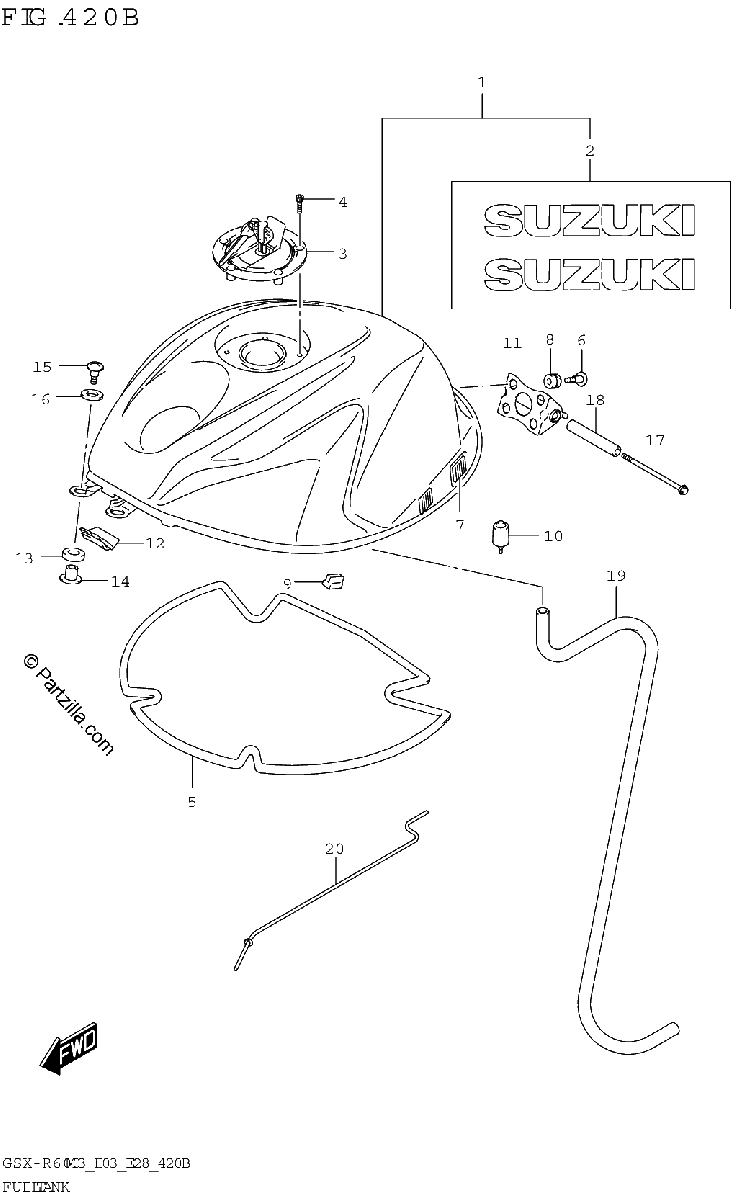 Diagrama de FUEL TANK GSX R600 E33