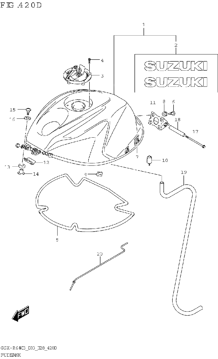 Diagrama de FUEL TANK GSX R600Z E33