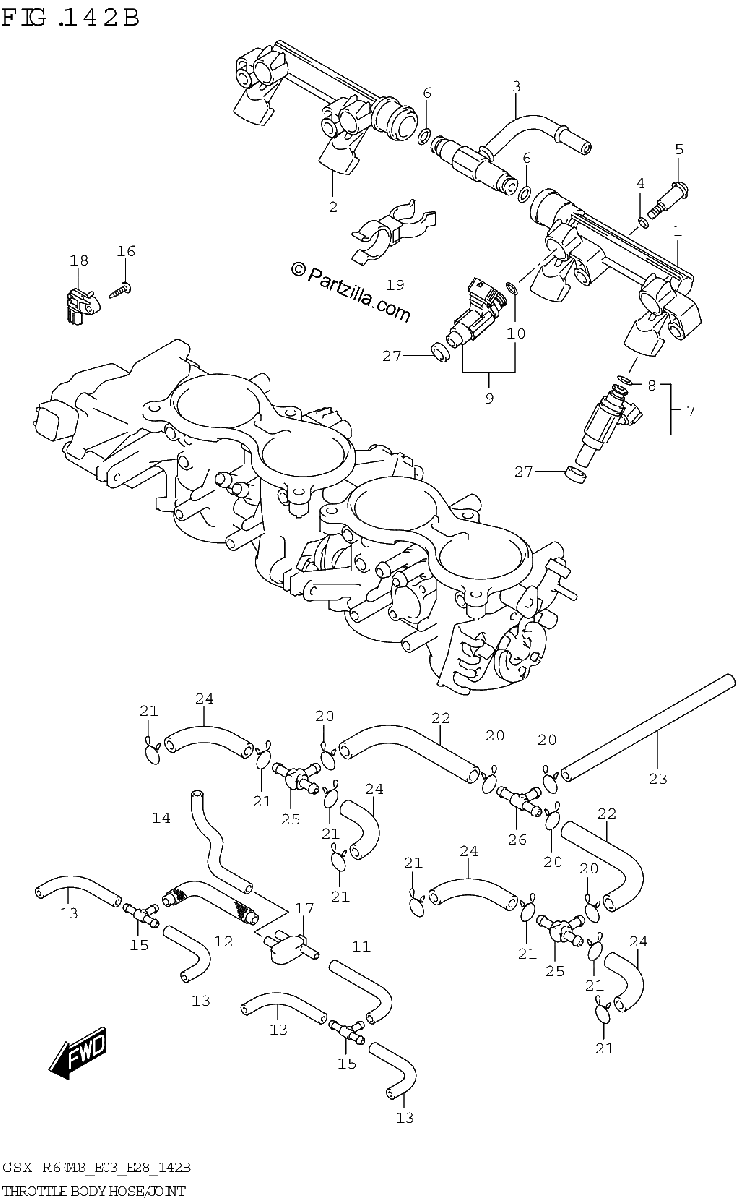 Diagrama de THROTTLE BODY HOSE JOINT E33