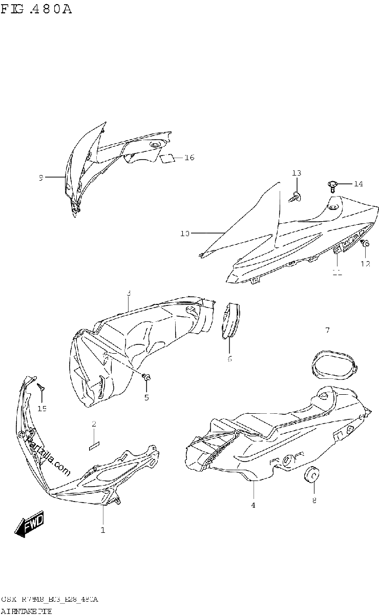 Diagrama de AIR INTAKE PIPE GSX R750