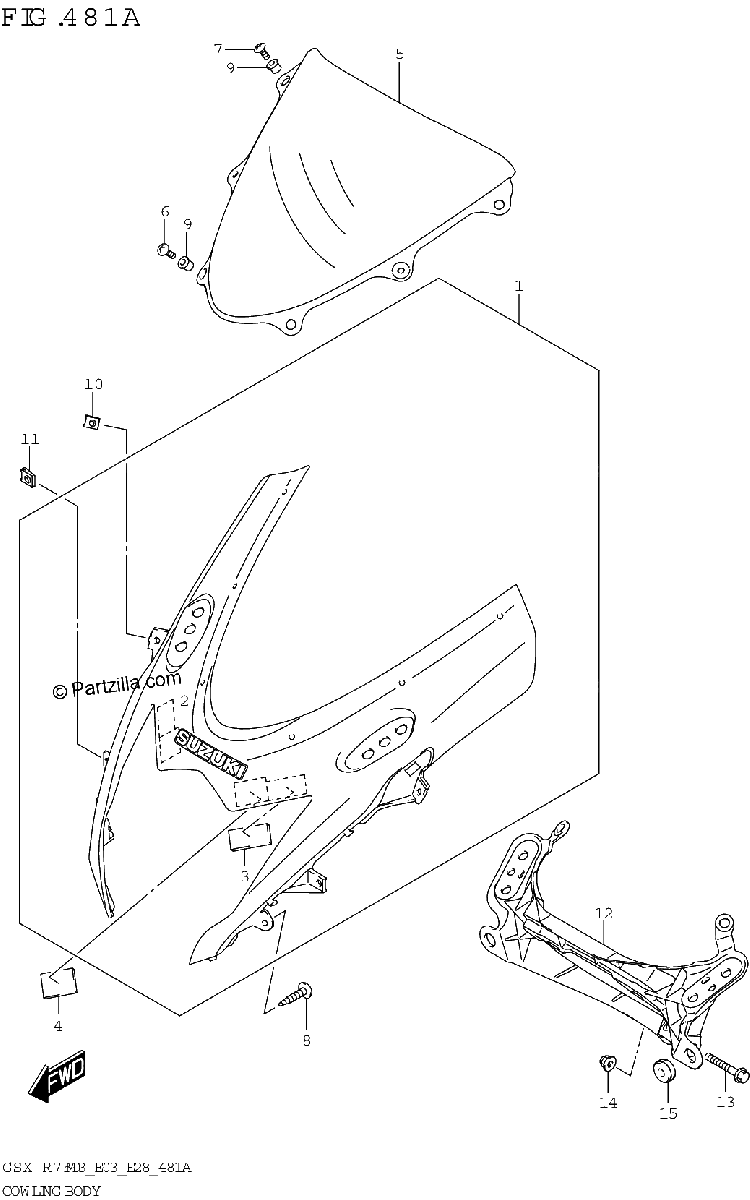 Diagrama de COWLING BODY GSX R750