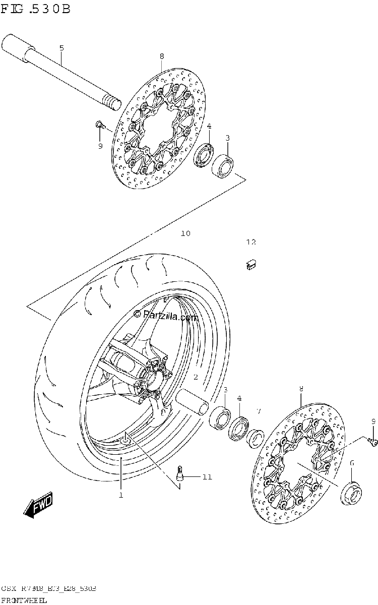Diagrama de FRONT WHEEL GSX R750