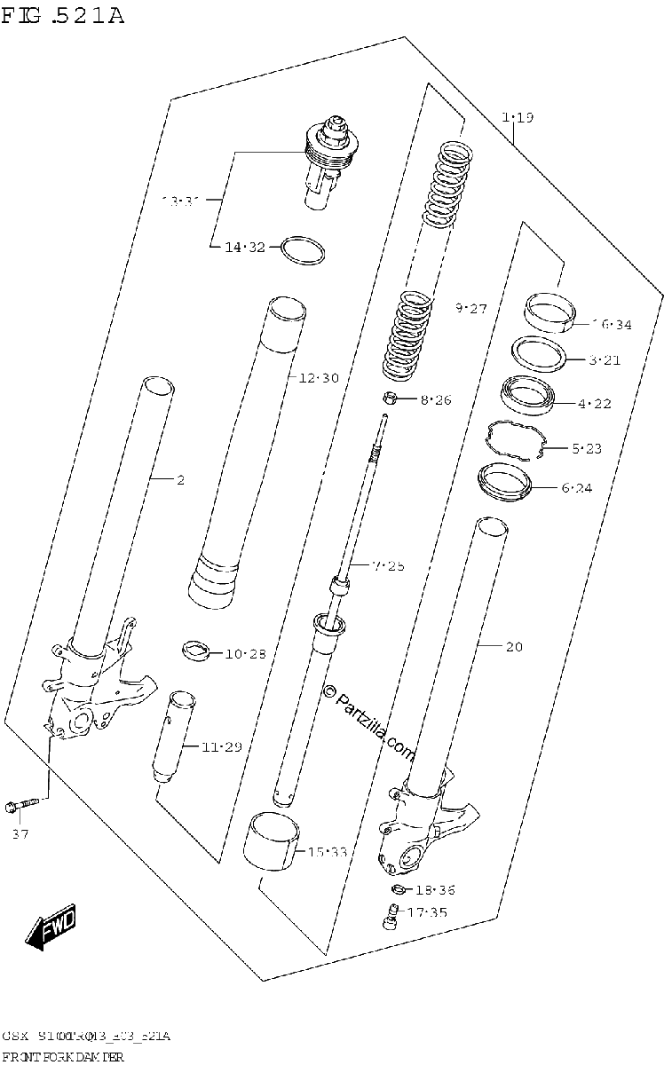 Diagrama de FRONT FORK DAMPER