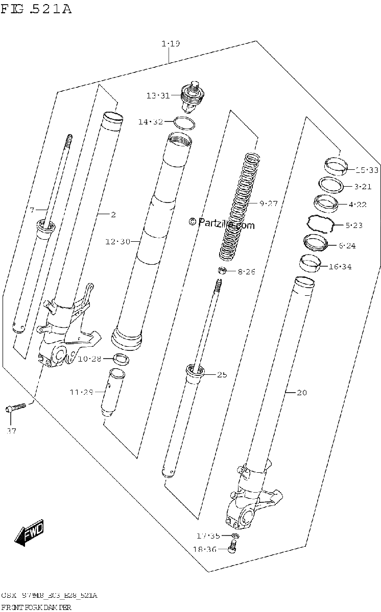 Diagrama de FRONT FORK DAMPER GSX S750 GSX S750A