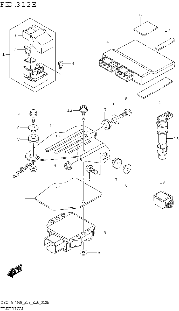 Diagrama de ELECTRICAL GSX S750 GSX S750Z E33