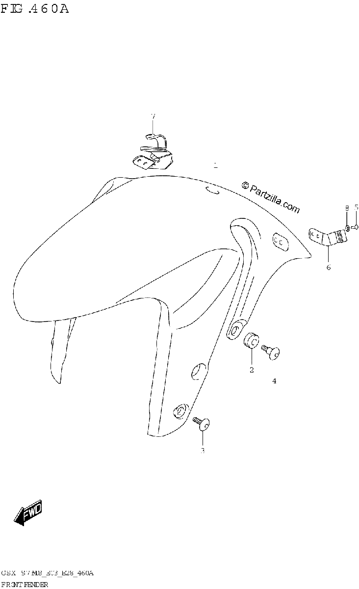 Diagrama de FRONT FENDER GSX S750