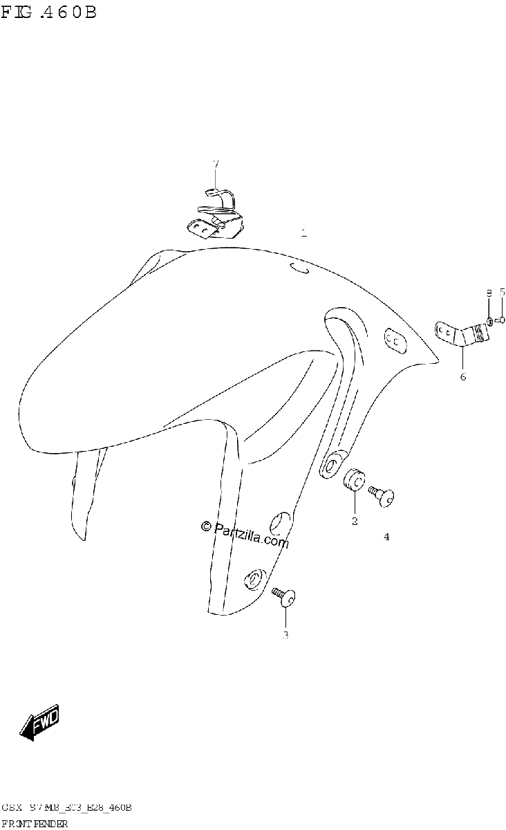 Diagrama de FRONT FENDER GSX S750Z
