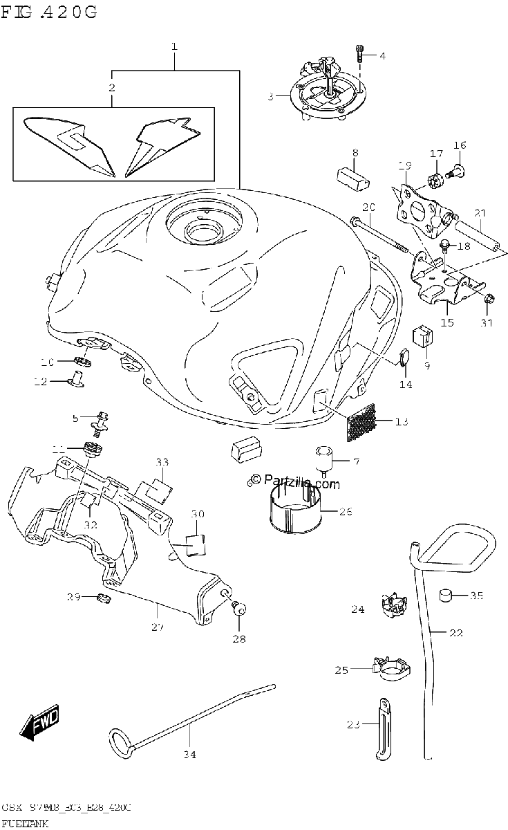 Diagrama de FUEL TANK GSX S750Z GSX S750ZA E33