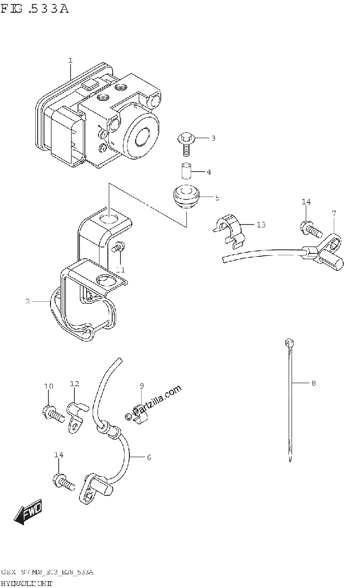 Diagrama de HYDRAULIC UNIT GSX S750A GSX S750ZA