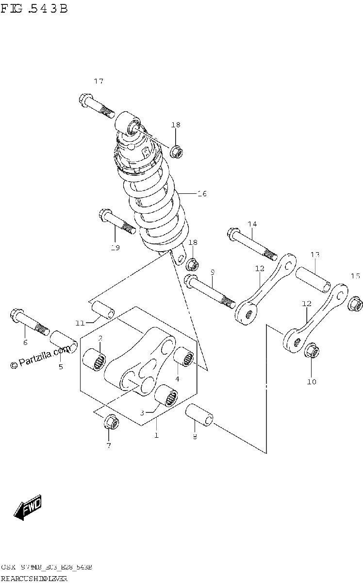 Diagrama de REAR CUSHION LEVER