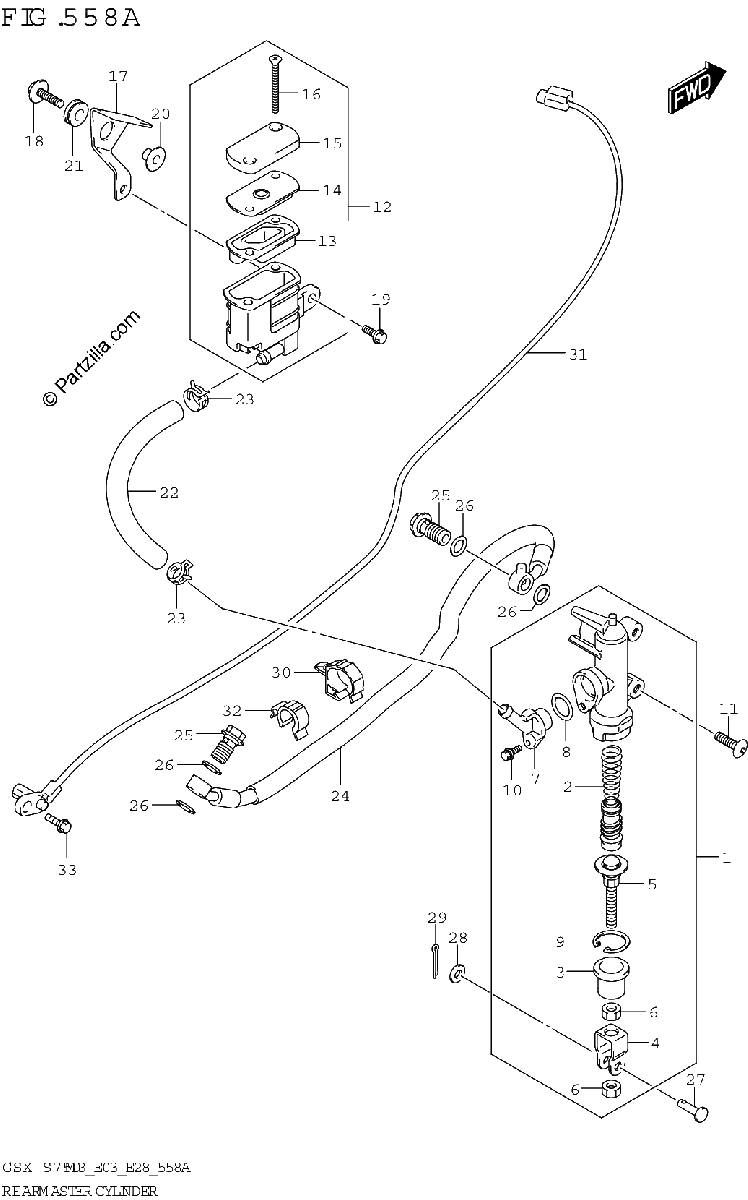 Diagrama de REAR MASTER CYLINDER GSX S750 GSX S750Z