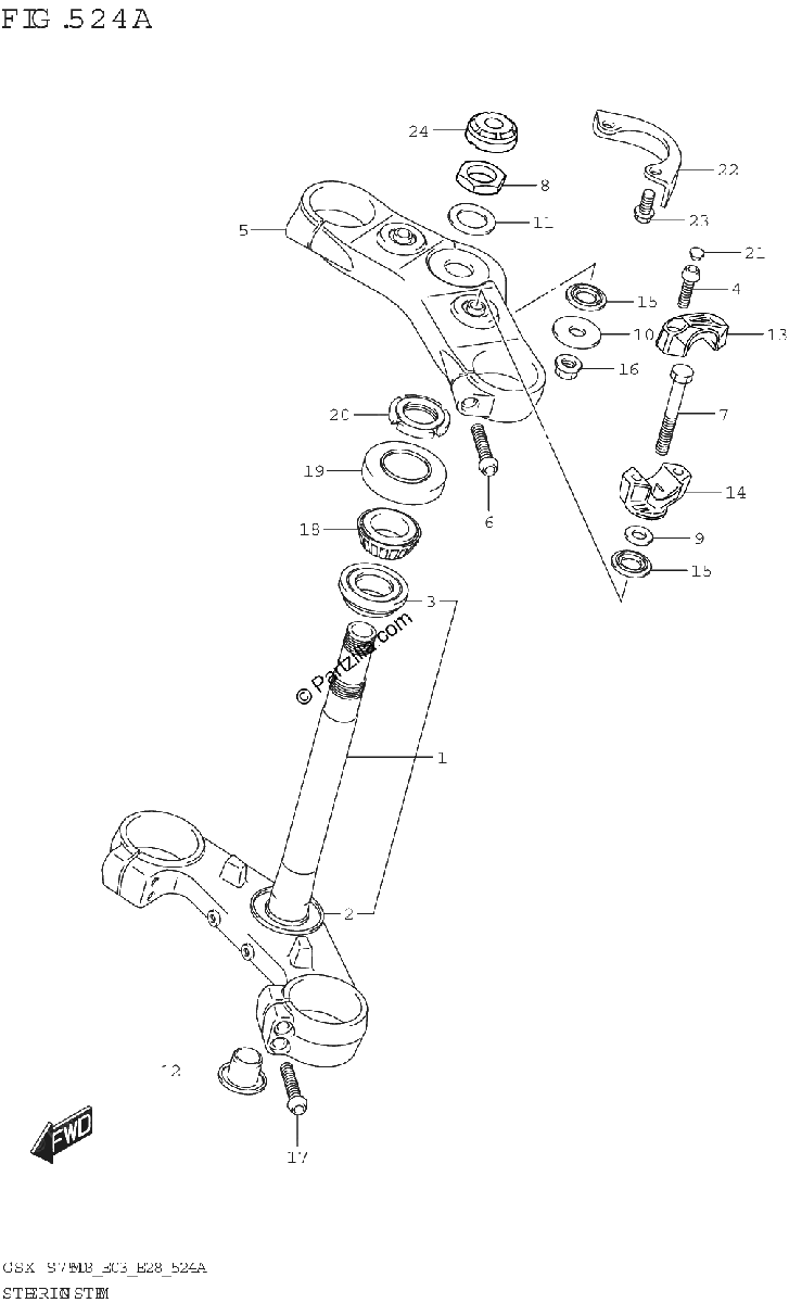 Diagrama de STEERING STEM GSX S750 GSX S750A