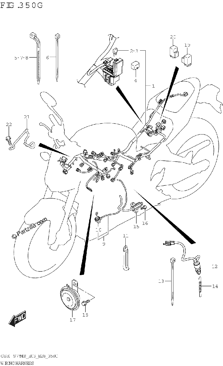 Diagrama de WIRING HARNESS GSX S750 GSX S750Z E03