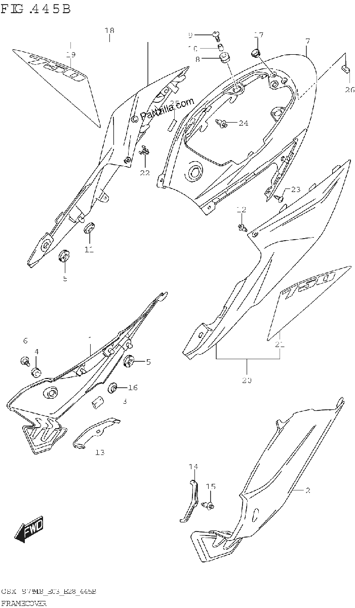 Diagrama de FRAME COVER GSX S750Z GSX S750ZA