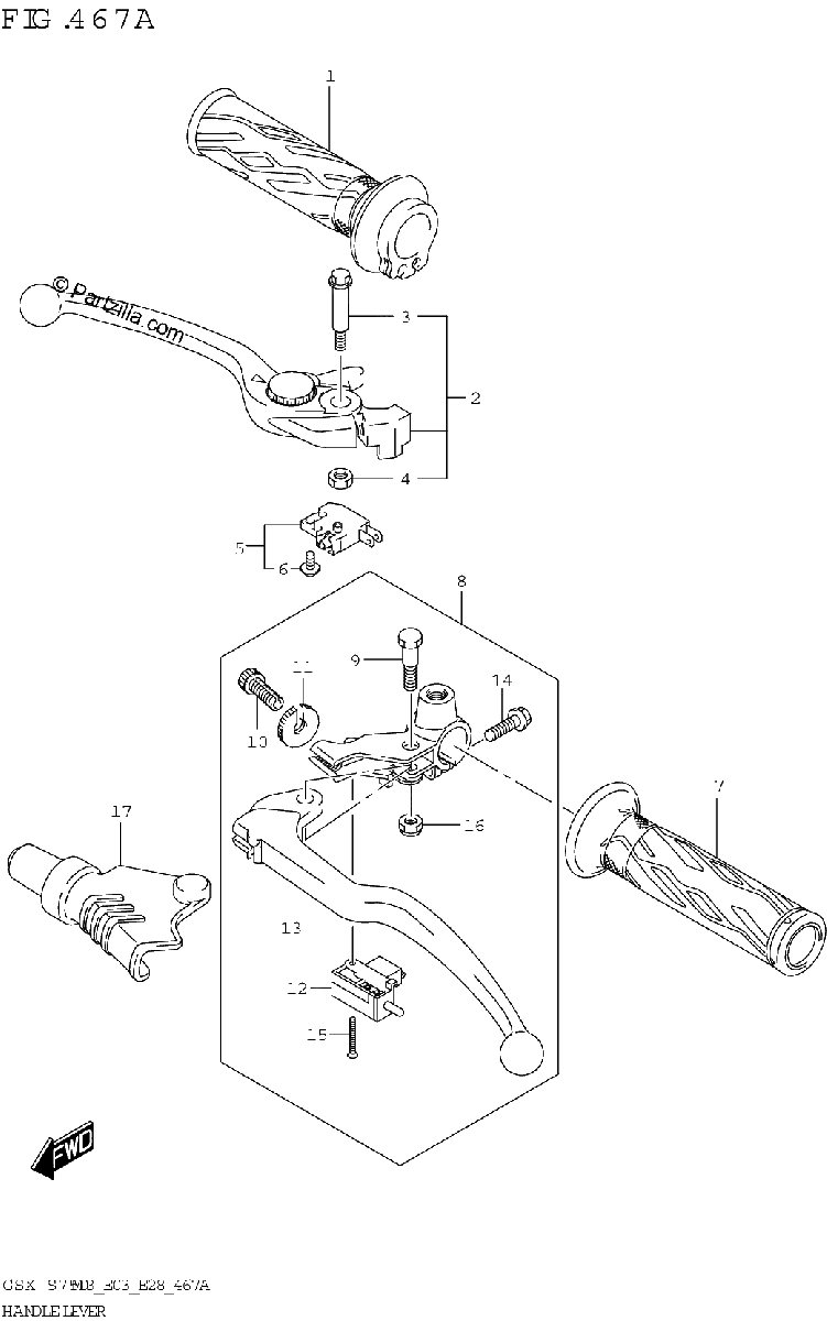 Diagrama de HANDLE LEVER