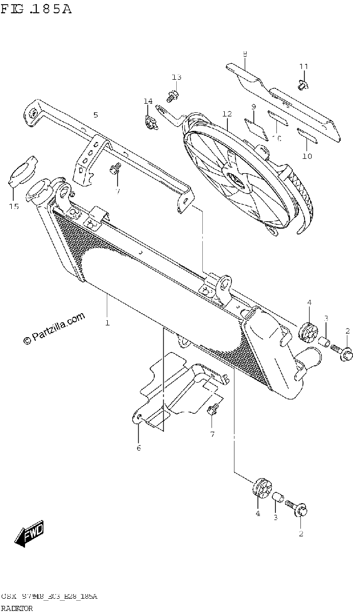 Diagrama de RADIATOR GSX S750A GSX S750ZA