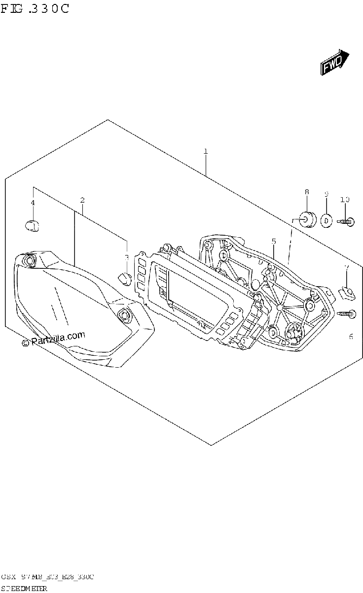 Diagrama de SPEEDOMETER GSX S750 GSX S750Z E03 E33