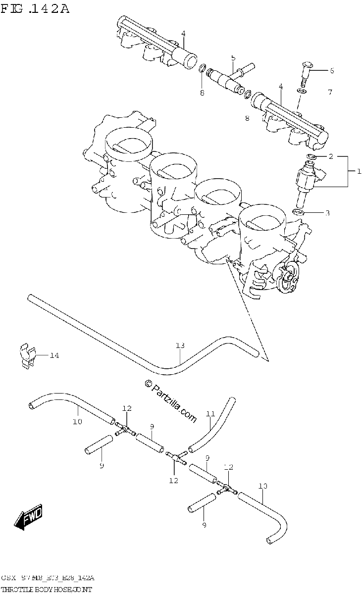 Diagrama de THROTTLE BODY HOSE JOINT E03 E28