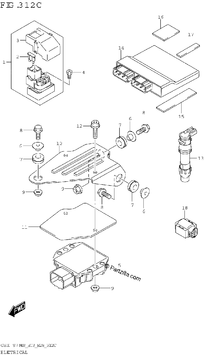 Diagrama de ELECTRICAL GSX S750A GSX S750ZA E33