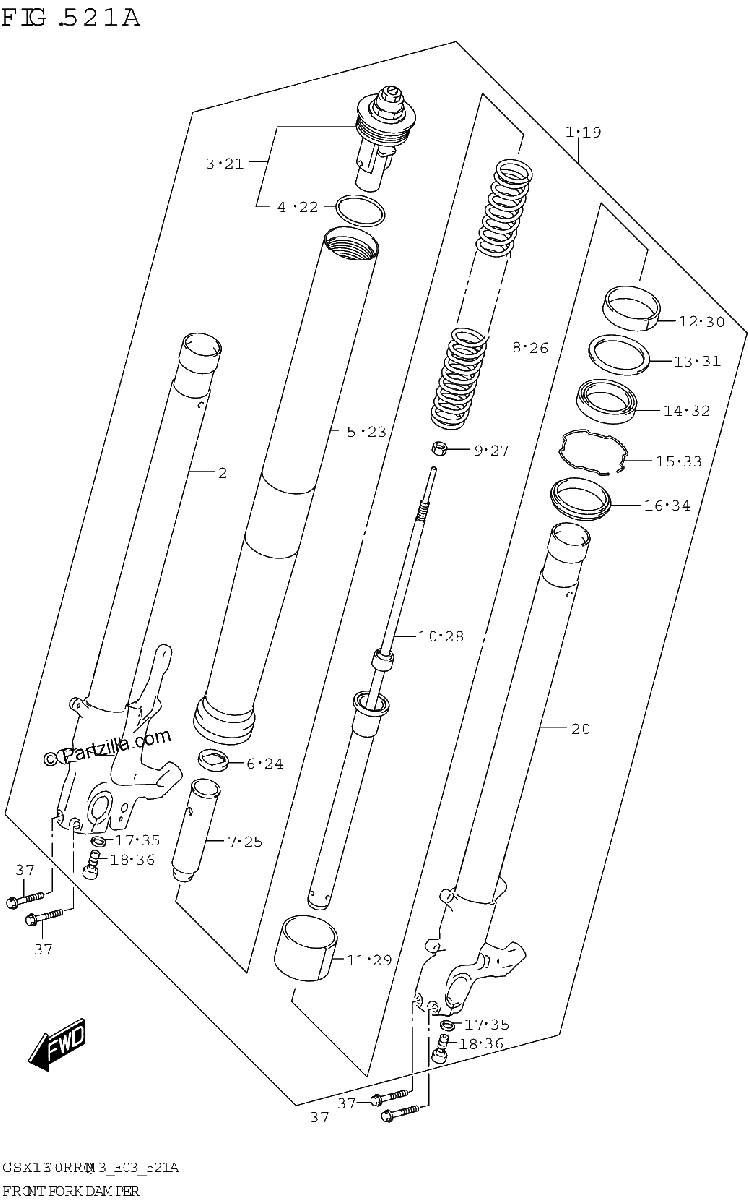 Diagrama de FRONT FORK DAMPER