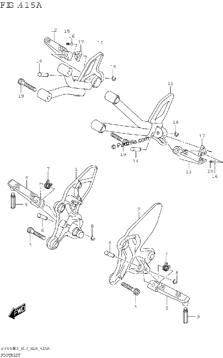 Diagrama de FOOTREST SV650 SV650A