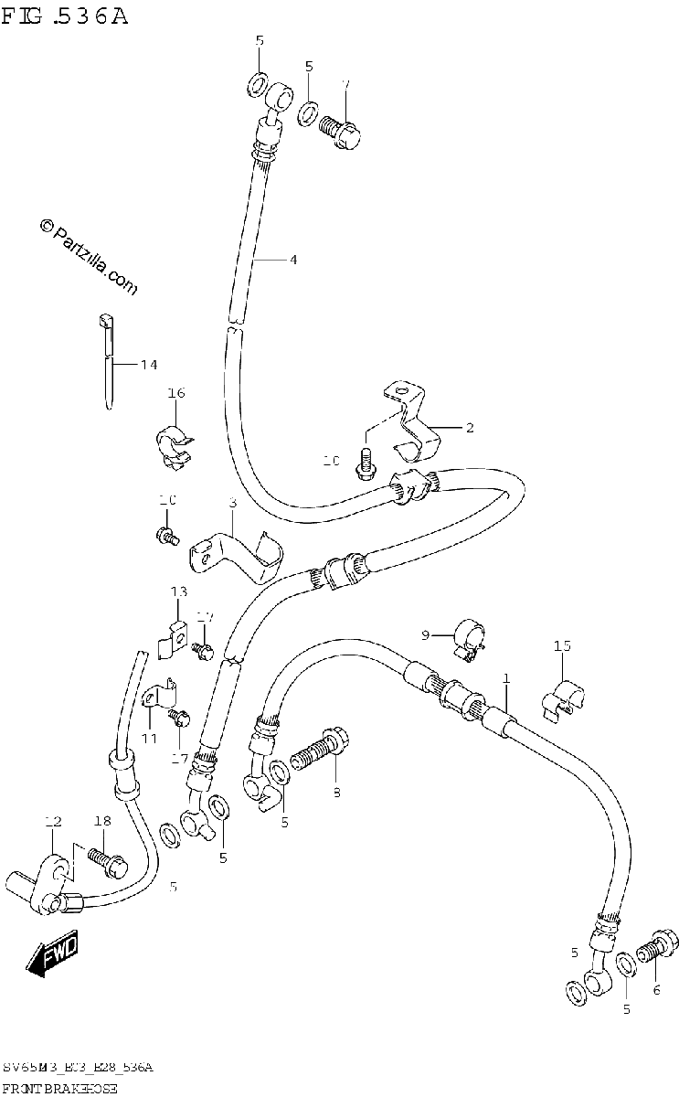Diagrama de FRONT BRAKE HOSE SV650
