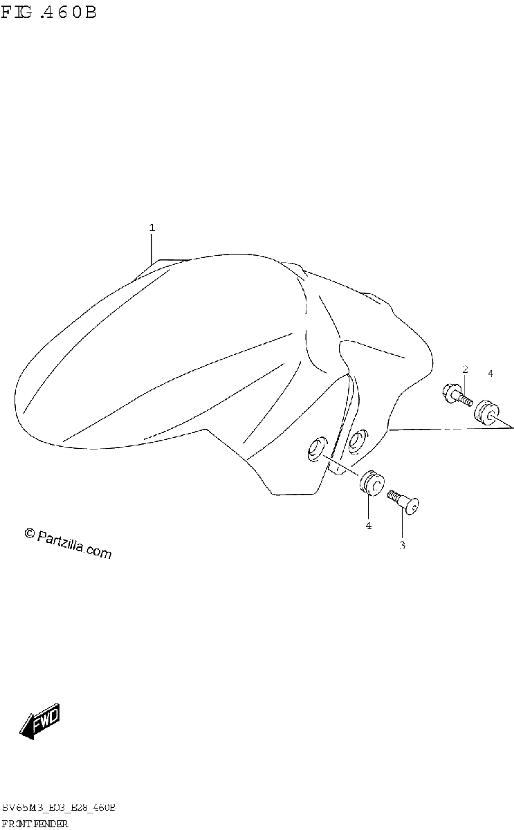 Diagrama de FRONT FENDER SV650 SV650A E03 E33