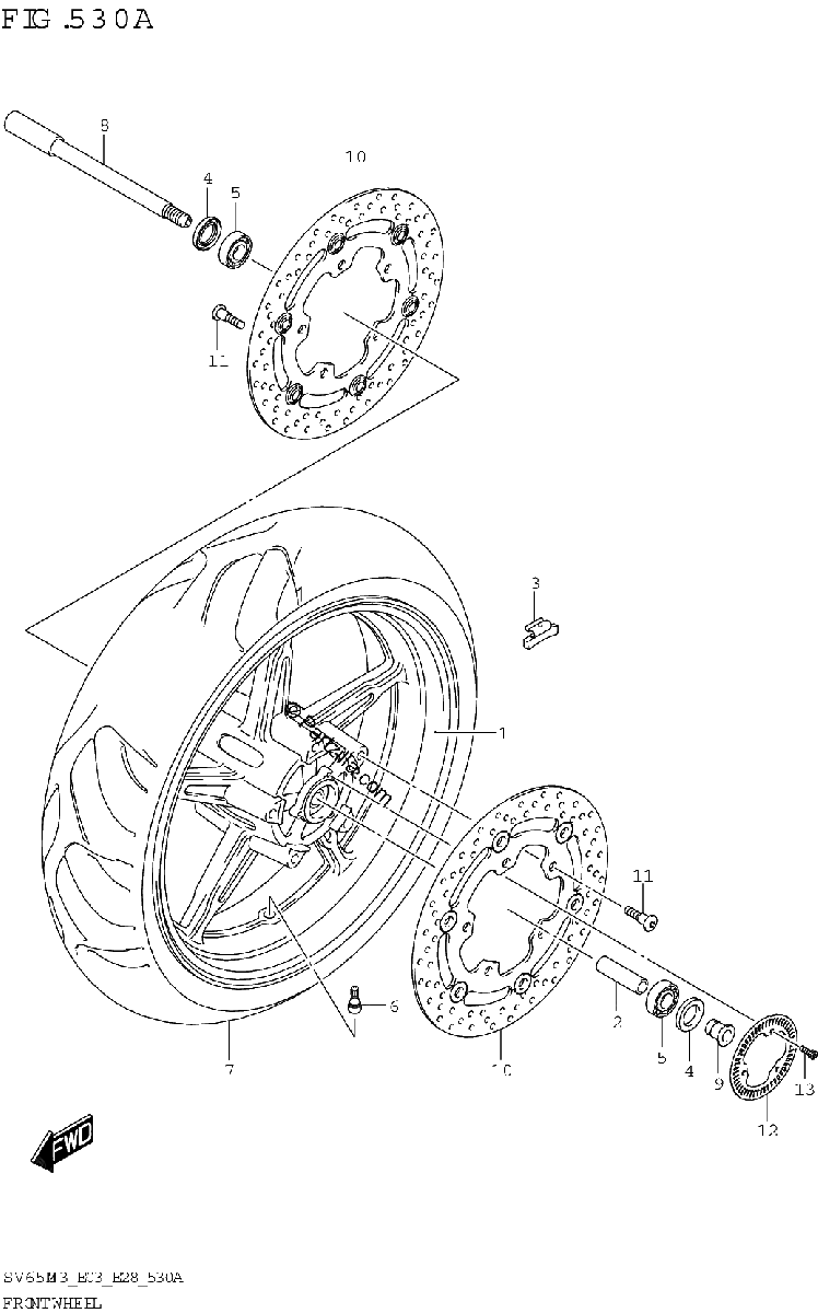 Diagrama de FRONT WHEEL SV650 SV650A