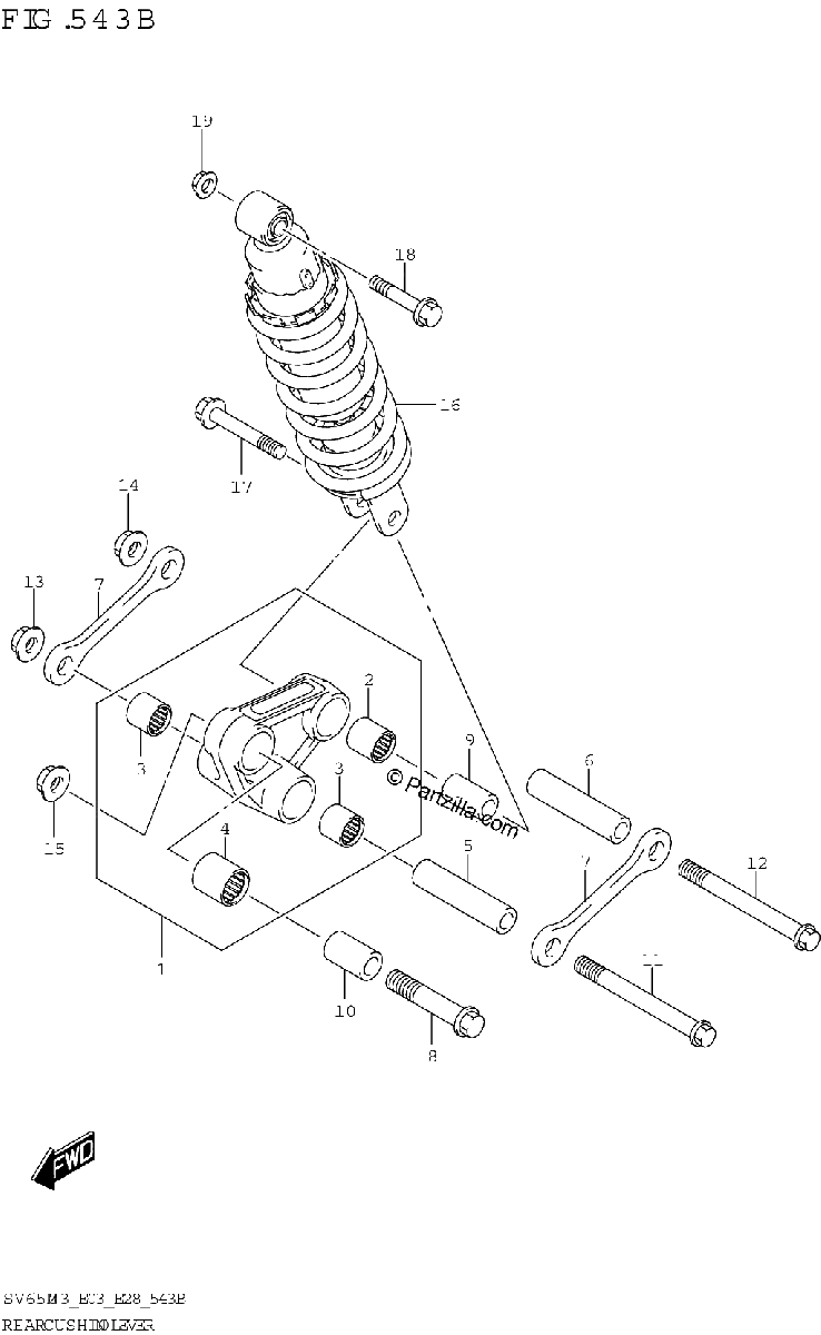 Diagrama de REAR CUSHION LEVER SV650 SV650A