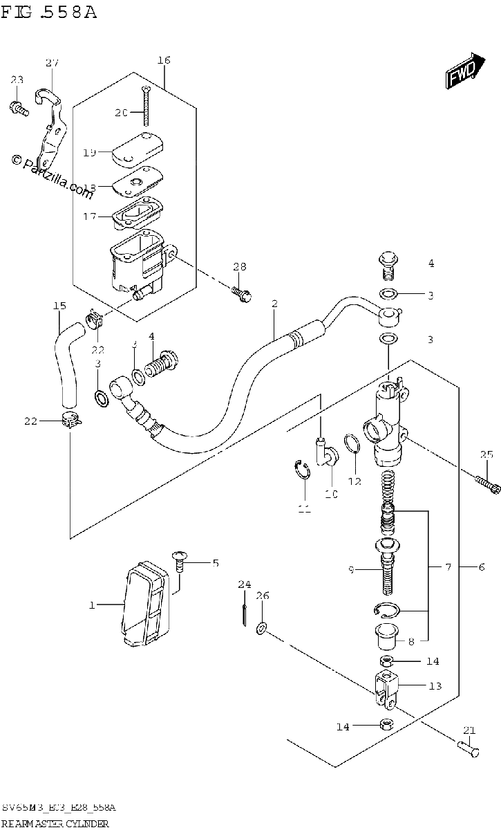 Diagrama de REAR MASTER CYLINDER SV650