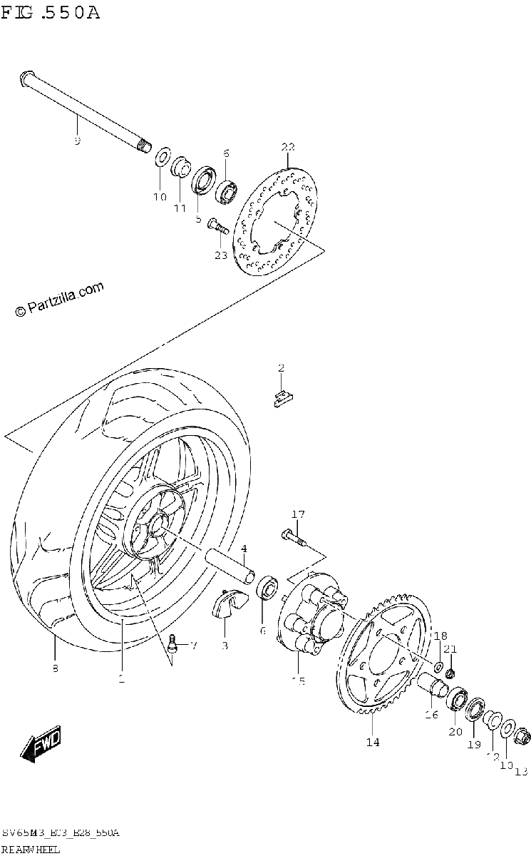 Diagrama de REAR WHEEL SV650