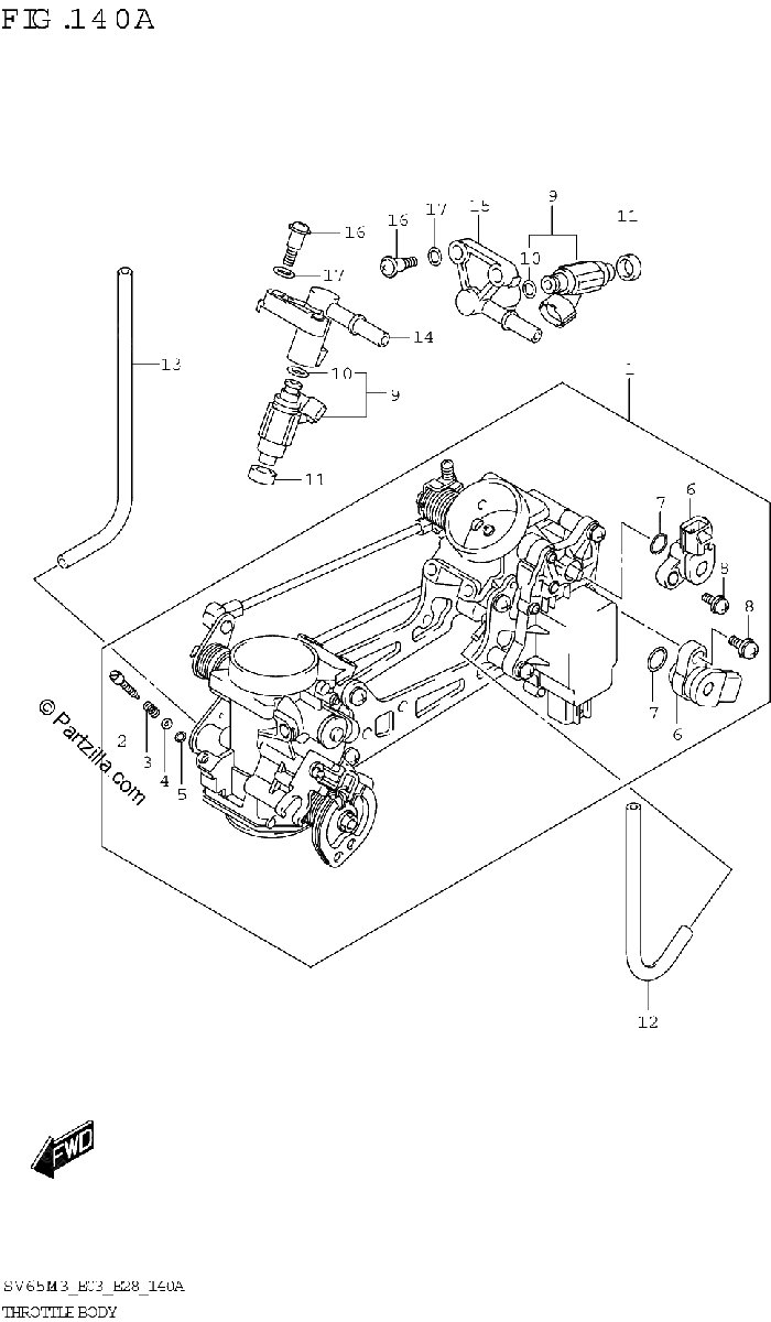 Diagrama de THROTTLE BODY E03 E28