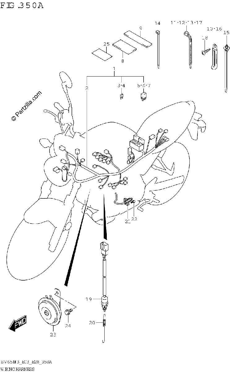 Diagrama de WIRING HARNESS SV650 E03