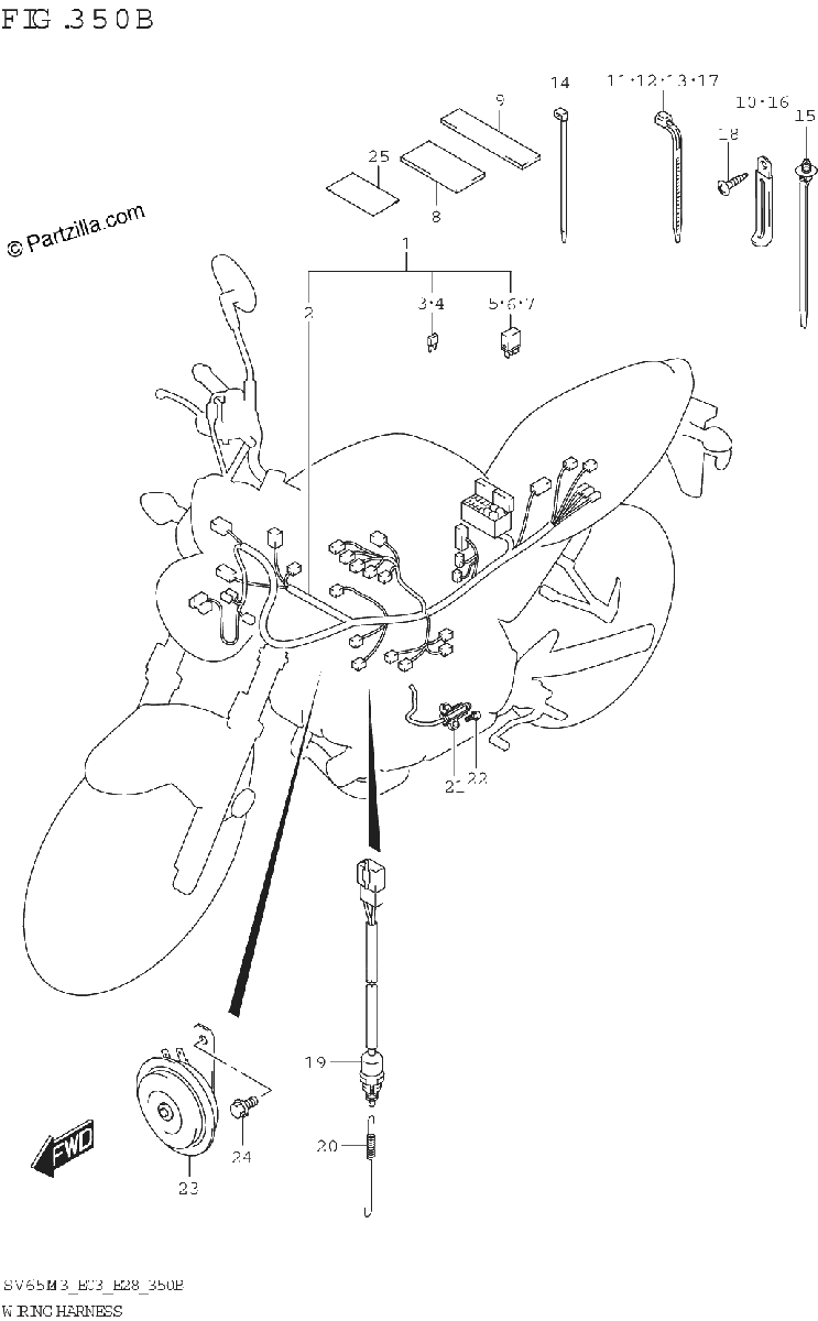Diagrama de WIRING HARNESS SV650 E33
