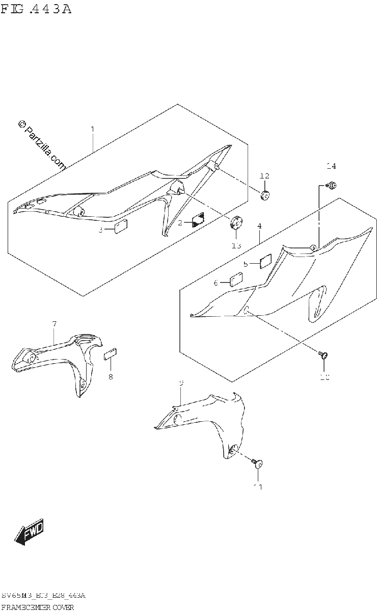 Diagrama de FRAME CENTER COVER SV650 SV650A