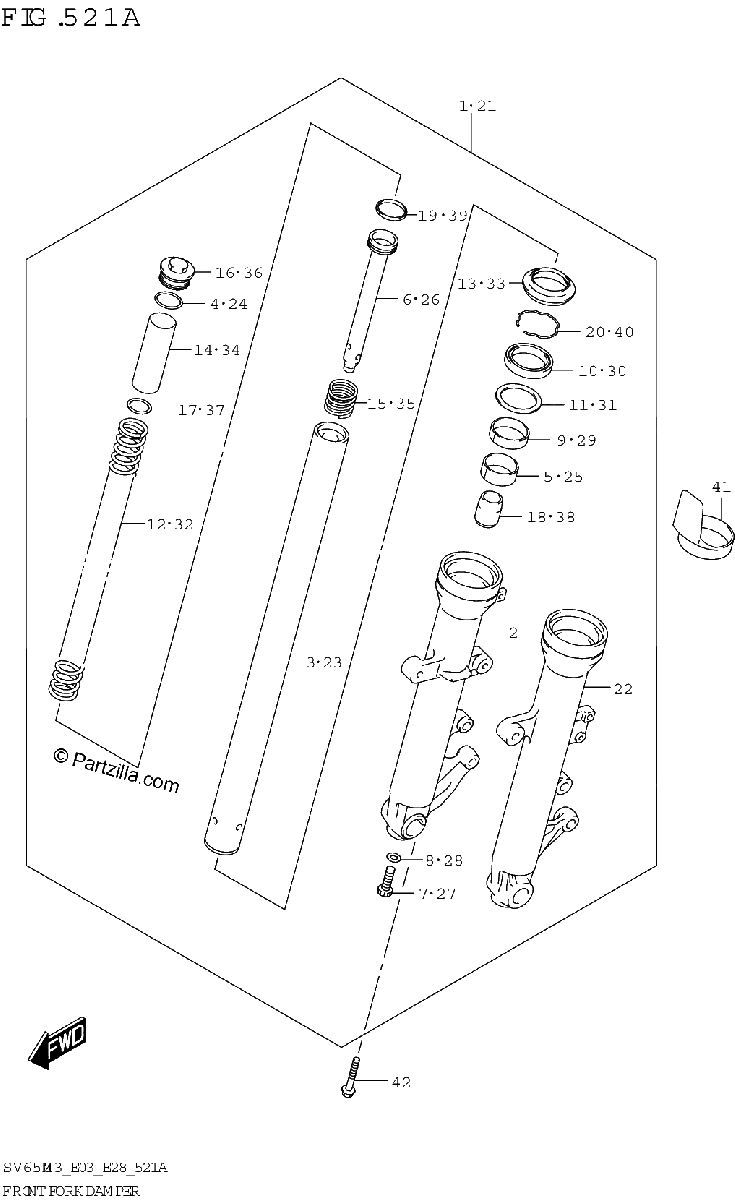 Diagrama de FRONT FORK DAMPER SV650 SV650A