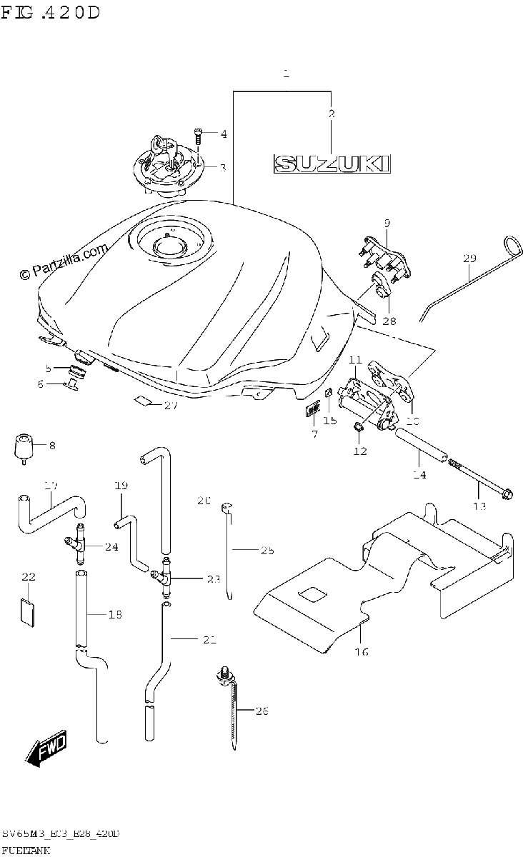 Diagrama de FUEL TANK SV650 SV650A E03 E28
