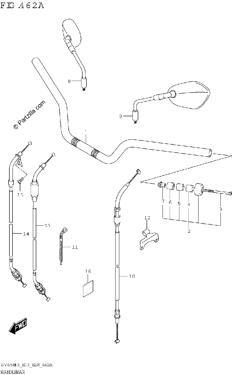 Diagrama de HANDLEBAR SV650 SV650A