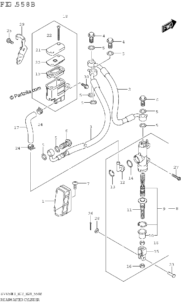 Diagrama de REAR MASTER CYLINDER SV650A SV650XA