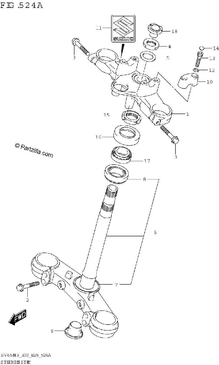 Diagrama de STEERING STEM SV650 SV650A