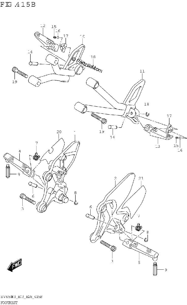 Diagrama de FOOTREST SV650XA