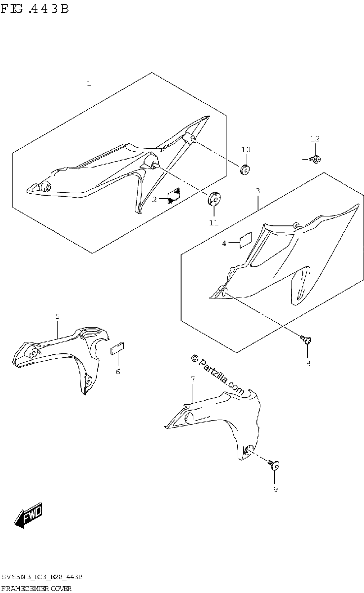 Diagrama de FRAME CENTER COVER SV650XA