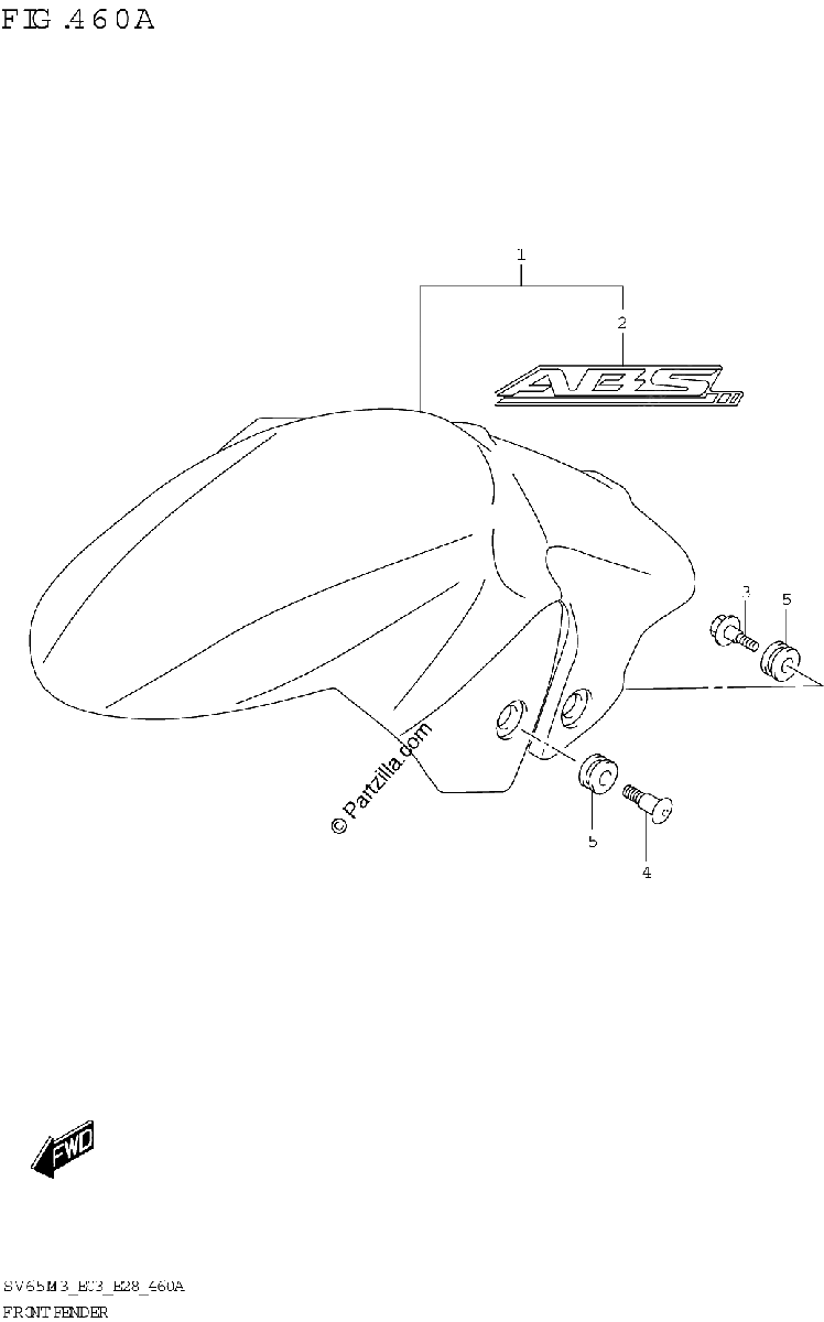 Diagrama de FRONT FENDER SV650A SV650XA E28 E33
