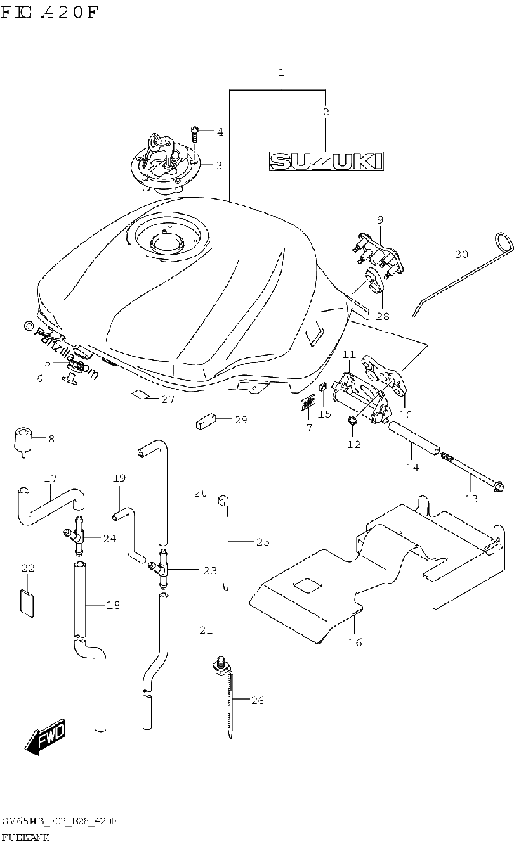 Diagrama de FUEL TANK SV650XA E28
