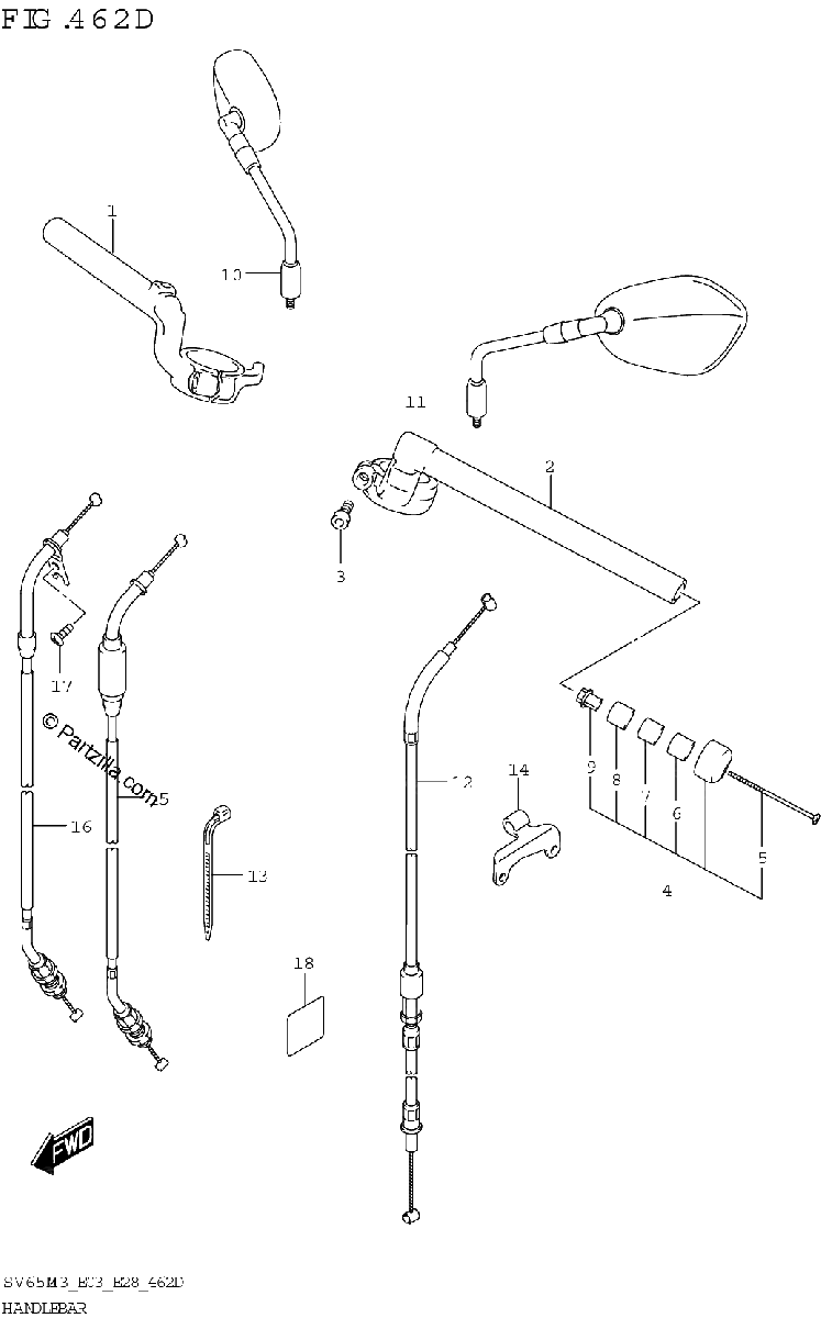 Diagrama de HANDLEBAR SV650XA
